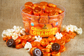 Dark chocolate with a zesty orange twist, each tub contains approximately 93 pieces.