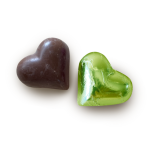 Green Tea & Lemon Dark Chocolate Hearts